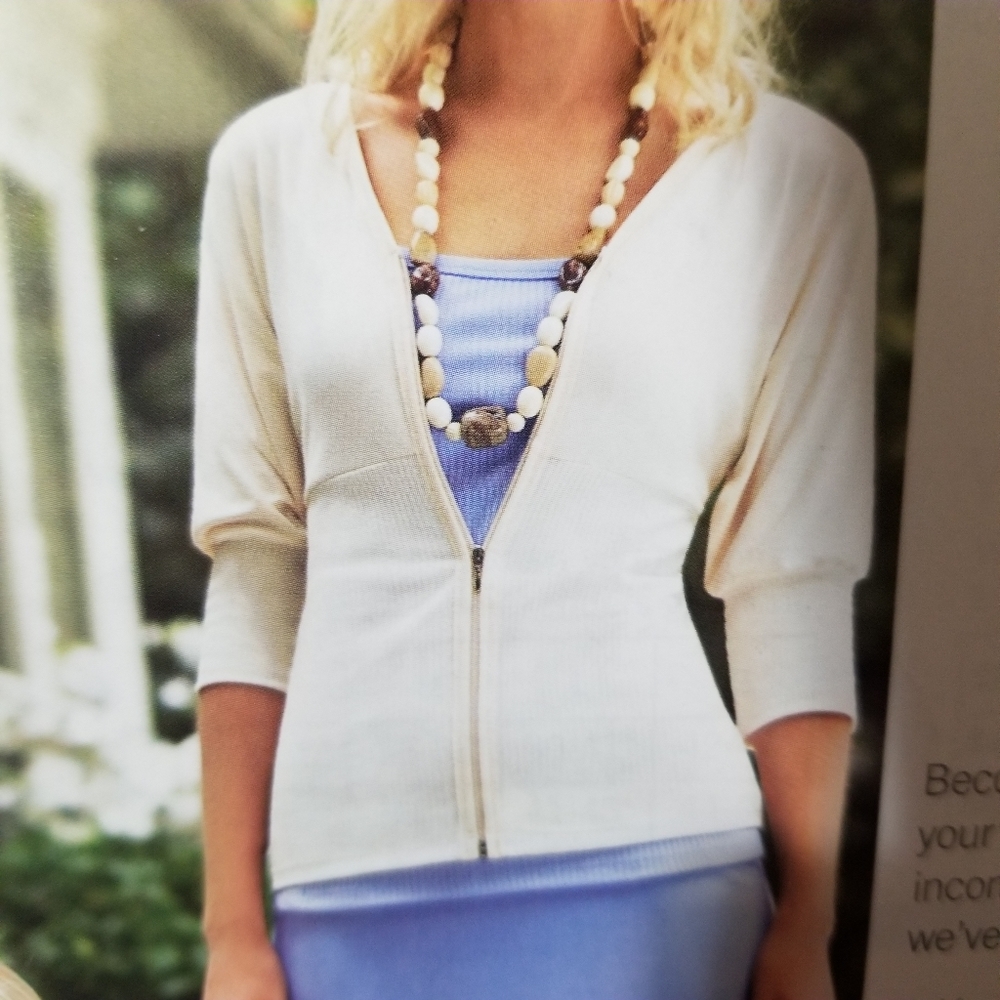 Weekenders Zip Sweater, 3/4 sleeve